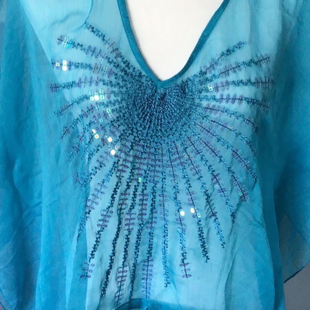 ASHA swimsuit coverups blue with sequins one size - Picture 4 of 6